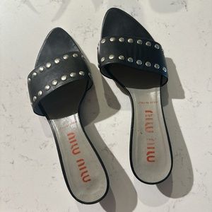 Black Studded MIU MIU Kitten Heels
